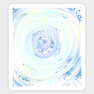 Circular Abstract Blue and Yellow Smeared Paint Spiral, made by EndlessEmporium Sticker